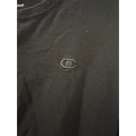 Champion T-Shirt Men's M Black Long Sleeve Logo Embroidered Crew Neck Pullover - Picture 3 of 8
